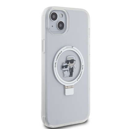 MagSafe futrola za Apple iPhone 15 Plus, Karl Lagerfeld, Ringstand Karl i Choupette, Bijela, Obnovljena