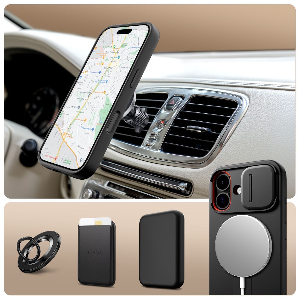MagSafe futrola za Apple iPhone 17, Tech-Protect, Kevlar Aura, Crna