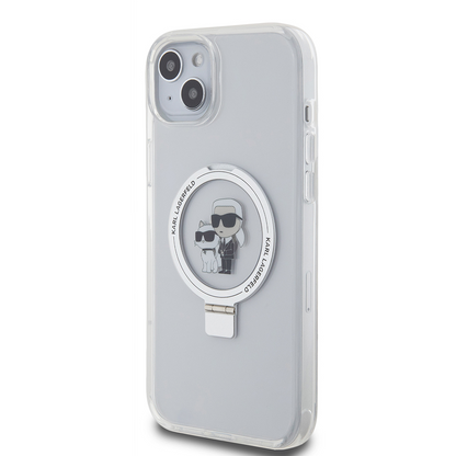 MagSafe futrola za Apple iPhone 15 Plus, Karl Lagerfeld, Ringstand Karl i Choupette, Bijela, Obnovljena