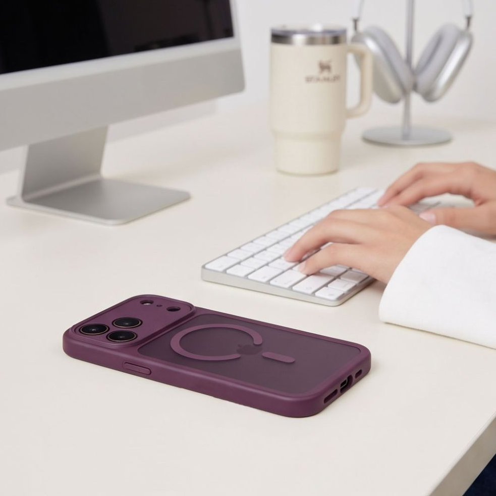 MagSafe maska za Apple iPhone 18 Pro / 17 Pro, Tech-Protect, BasicMag, Mat bordo