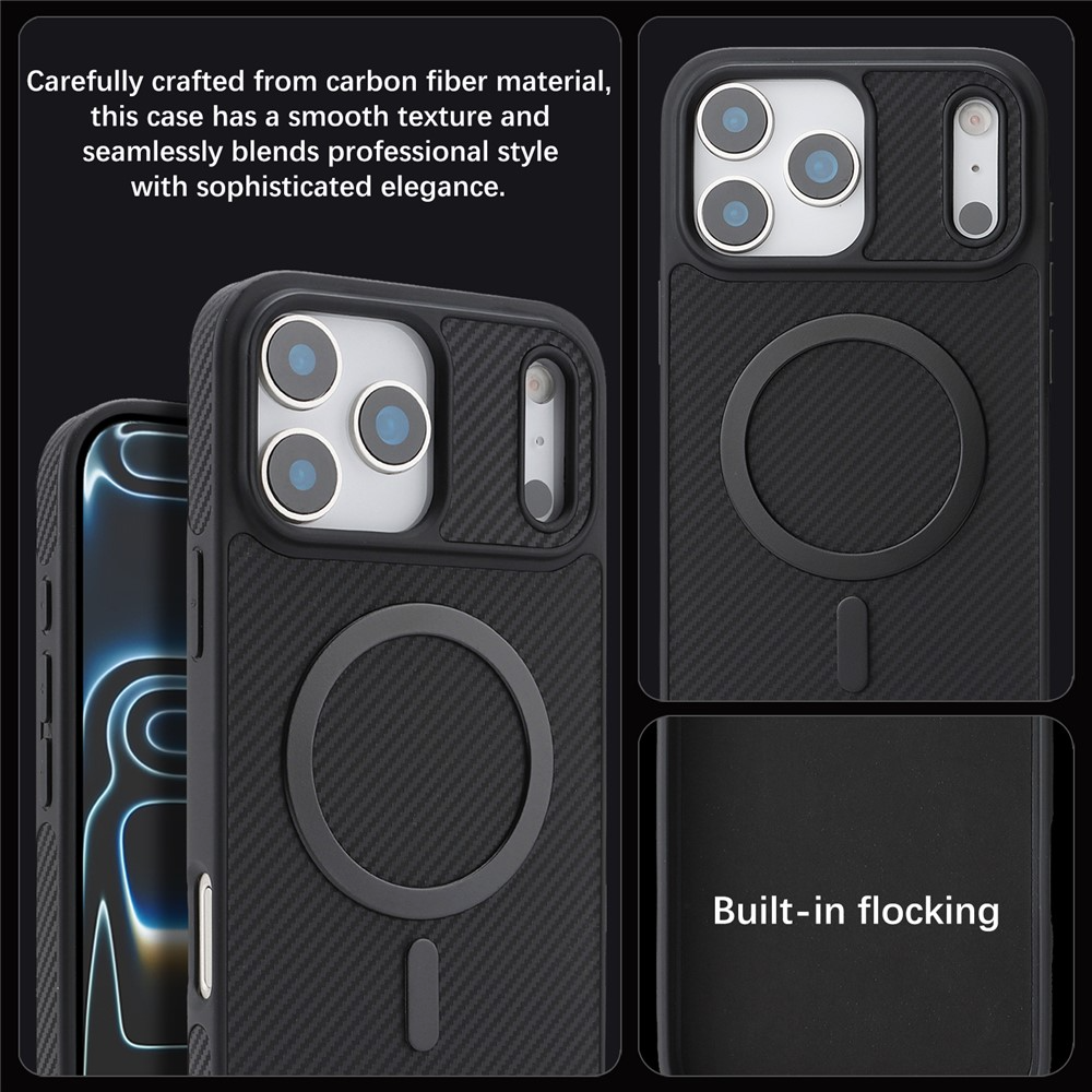 MagSafe futrola za Apple iPhone 17 Pro Max, OEM, Carbon Metal Ring, Crna