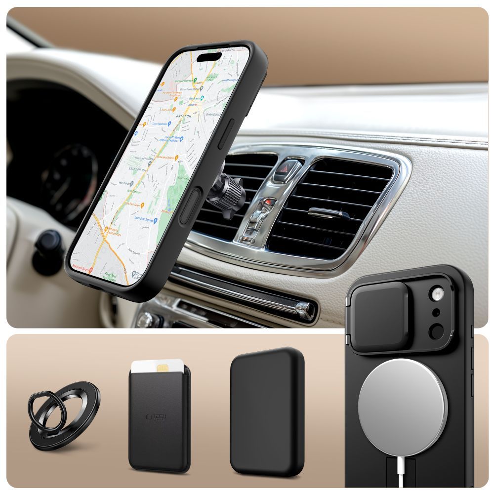 Futrola MagSafe za Apple iPhone 17 Pro, Tech-Protect, Kevlar Aura, Crna