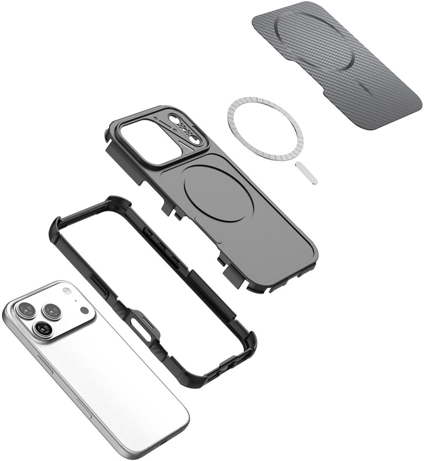 MagSafe futrola za Apple iPhone 18 Pro / 17 Pro, OEM, Karbonska i Zaštita Uglova, Crna