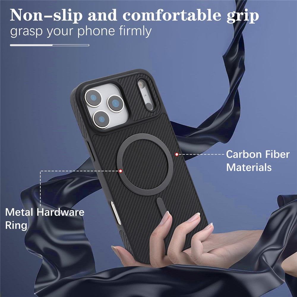 MagSafe futrola za Apple iPhone 17 Pro, OEM, Carbon Metal Ring, Crna