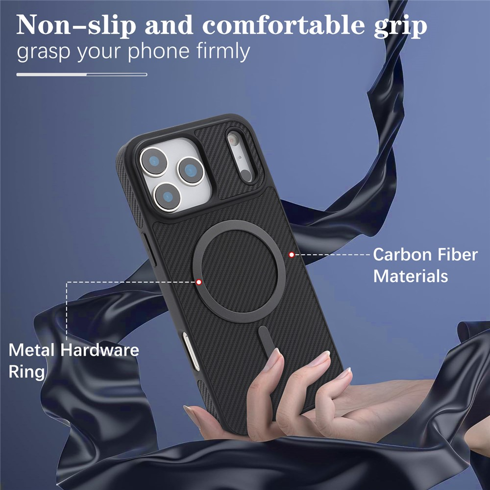 MagSafe futrola za Apple iPhone 17 Pro Max, OEM, Carbon Metal Ring, Crna
