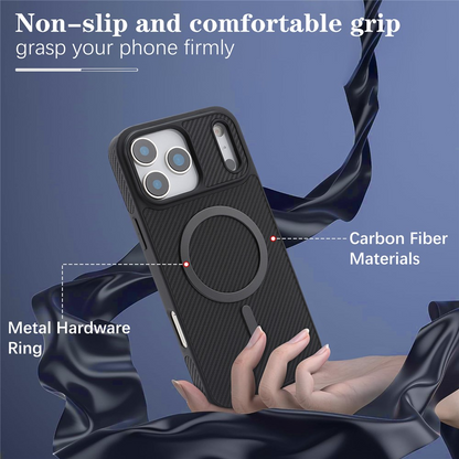 MagSafe futrola za Apple iPhone 17 Pro Max, OEM, Carbon Metal Ring, Crna
