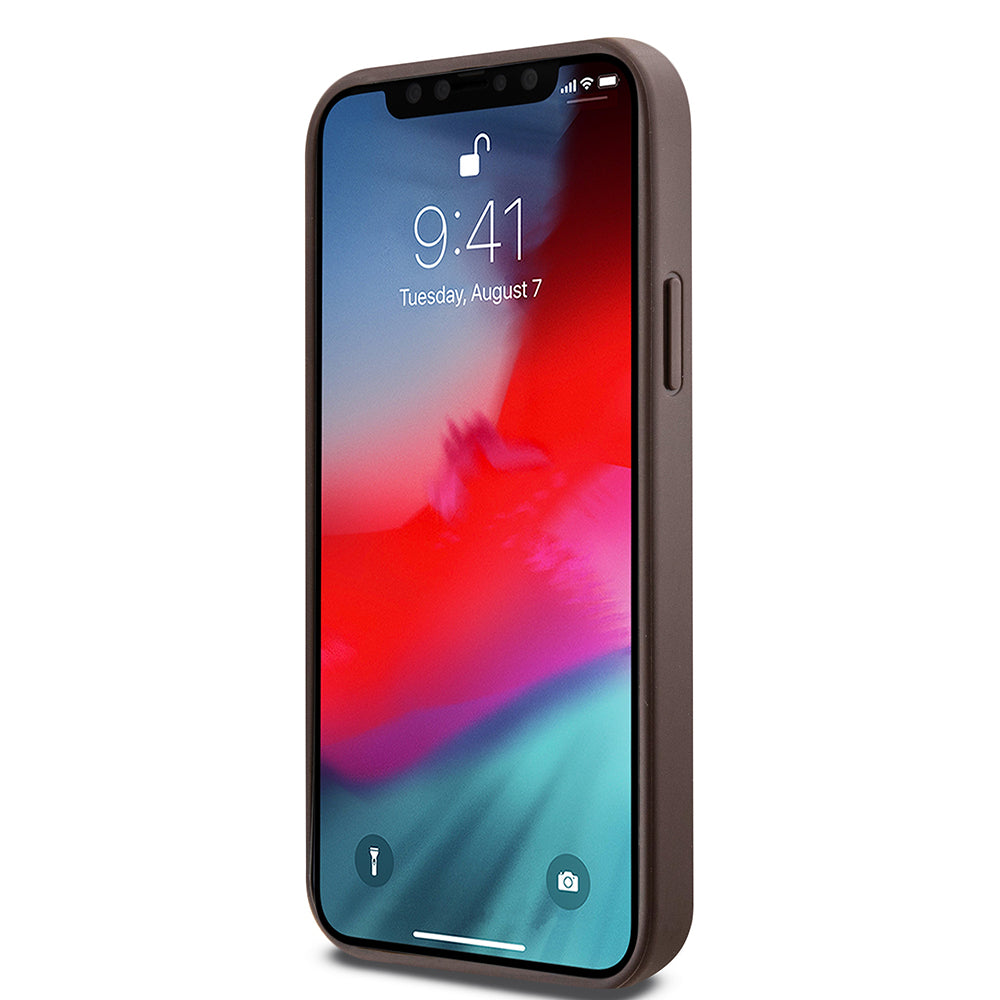 MagSafe futrola za Apple iPhone 12 / 12 Pro, Guess, 4G Ring Classic Logo, smeđa