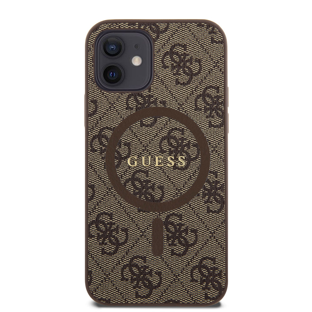 MagSafe futrola za Apple iPhone 12 / 12 Pro, Guess, 4G Ring Classic Logo, smeđa