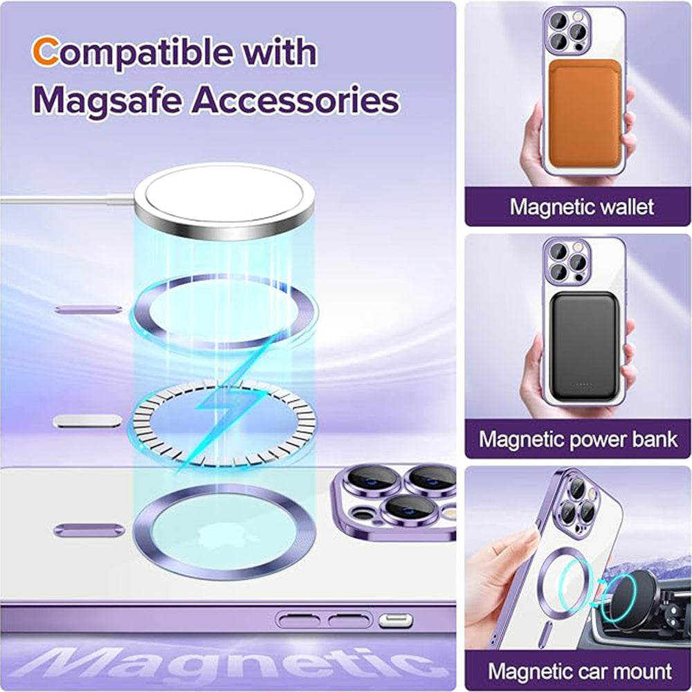 MagSafe maska za Apple iPhone 12 Pro, Techsuit, Luxury Crystal, Svijetlo Ljubičasta