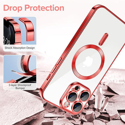 MagSafe maska za Apple iPhone 12 Pro, Techsuit, Luxury Crystal, Crvena