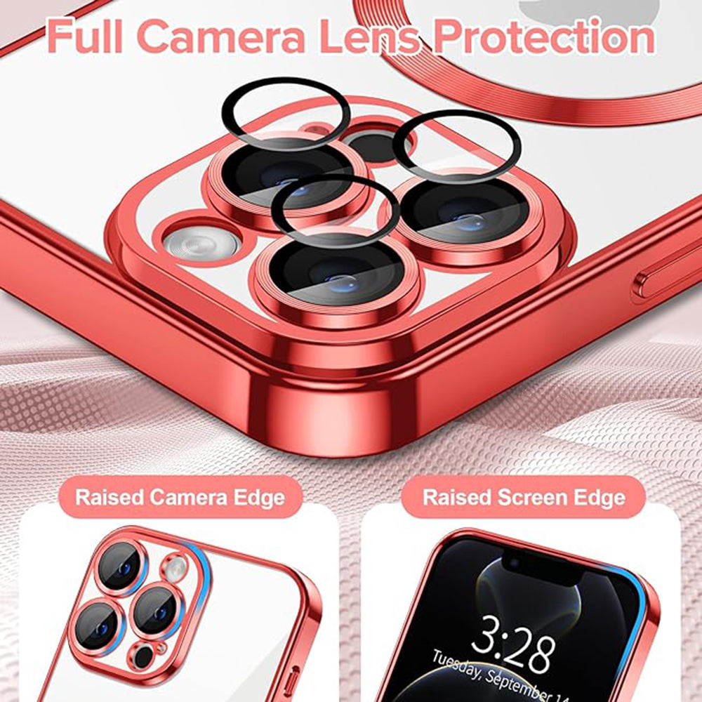 MagSafe maska za Apple iPhone 12 Pro, Techsuit, Luxury Crystal, Crvena