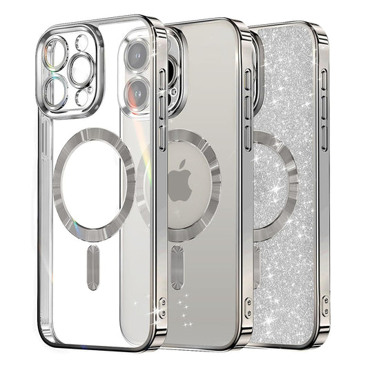 MagSafe futrola za Apple iPhone 12 Pro, Techsuit, Luxury Glitter, Srebrna