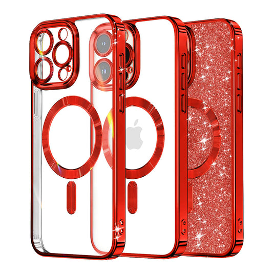 MagSafe futrola za Apple iPhone 12 Pro, Techsuit, Luxury Glitter, Crvena