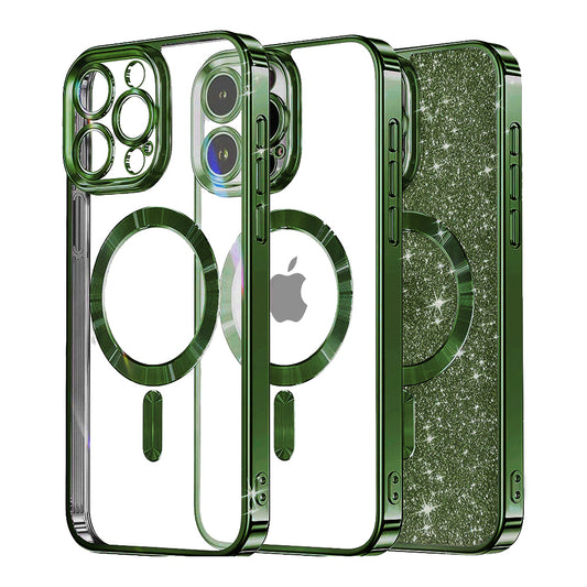 MagSafe maska za Apple iPhone 12 Pro, Techsuit, Luxury Glitter, Tamno Zelena