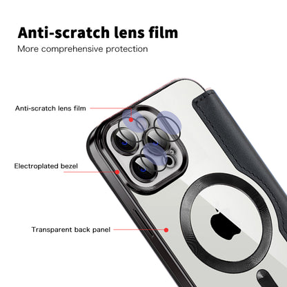 MagSafe futrola za Apple iPhone 12 Pro, Techsuit, SmartMag Book, Crna