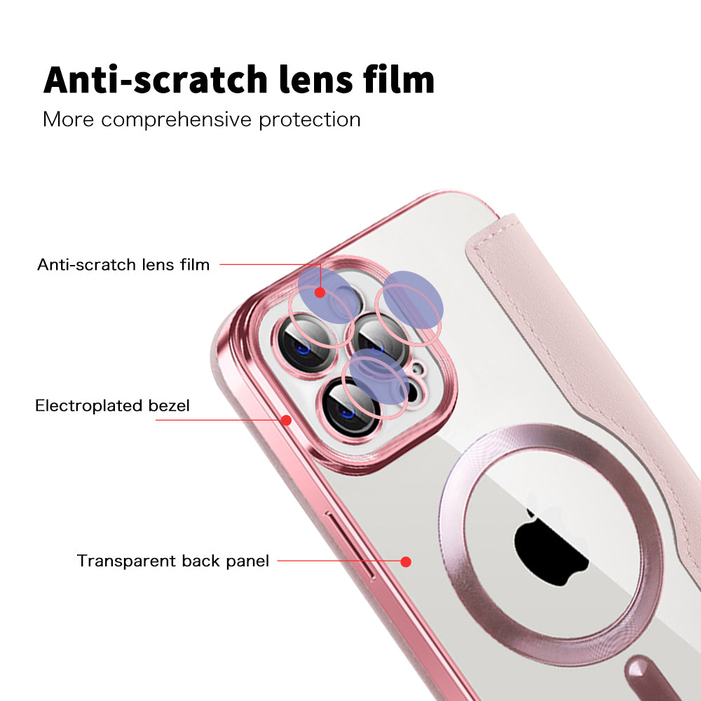 MagSafe futrola za Apple iPhone 12 Pro, Techsuit, SmartMag Book, Ružičasta