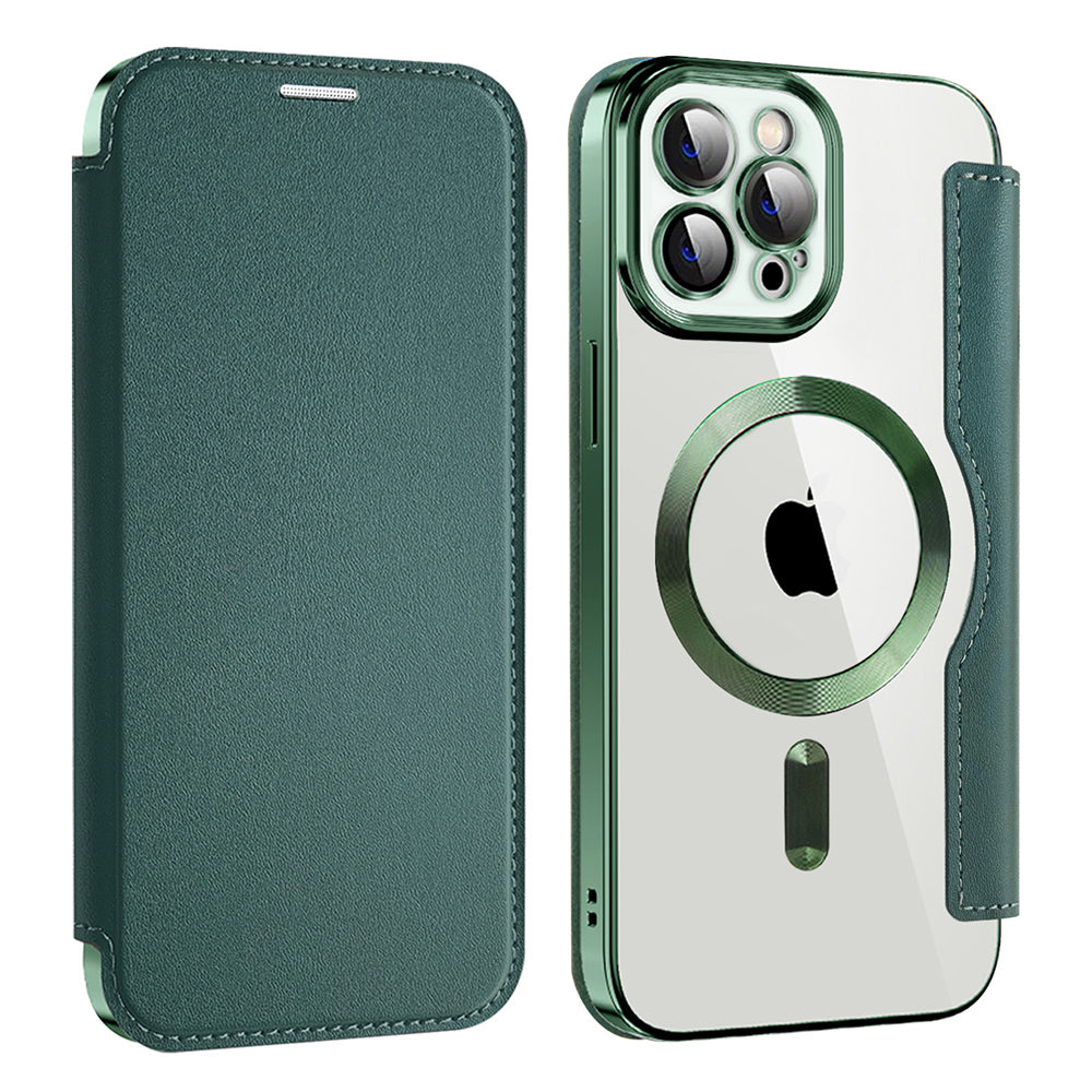 MagSafe futrola za Apple iPhone 12 Pro, Techsuit, SmartMag Book, Zelena