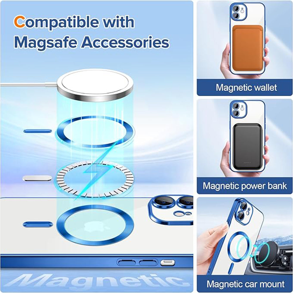 MagSafe maska za Apple iPhone 12, Techsuit, Luxury Crystal, Tamno Plava