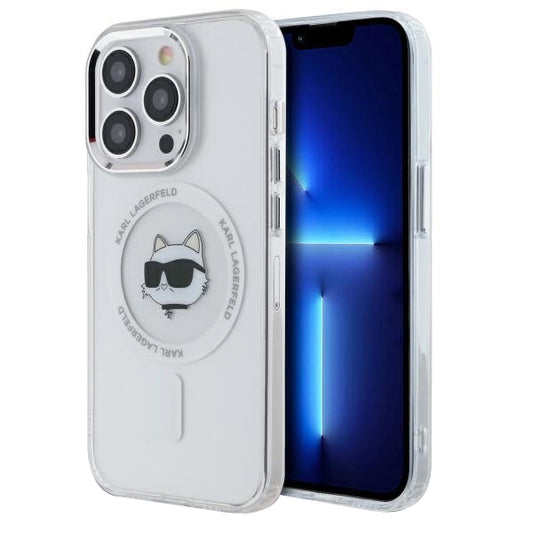 Husa MagSafe za Apple iPhone 13 Pro, Karl Lagerfeld, IML Metal Choupette's Head, Bijela
