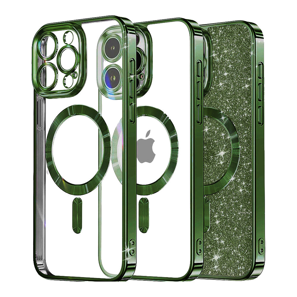 MagSafe futrola za Apple iPhone 13 Pro Max, Techsuit, Luxury Glitter, Tamno Zelena