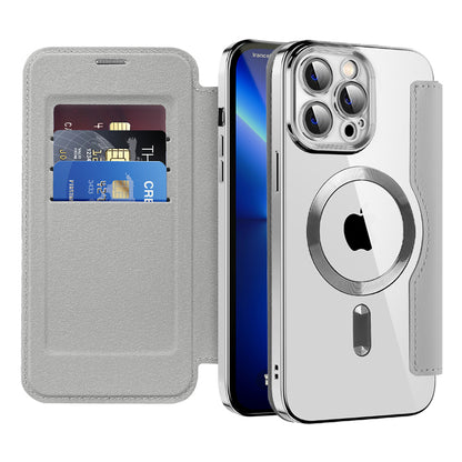 MagSafe futrola za Apple iPhone 13 Pro Max, Techsuit, SmartMag Book, Siva