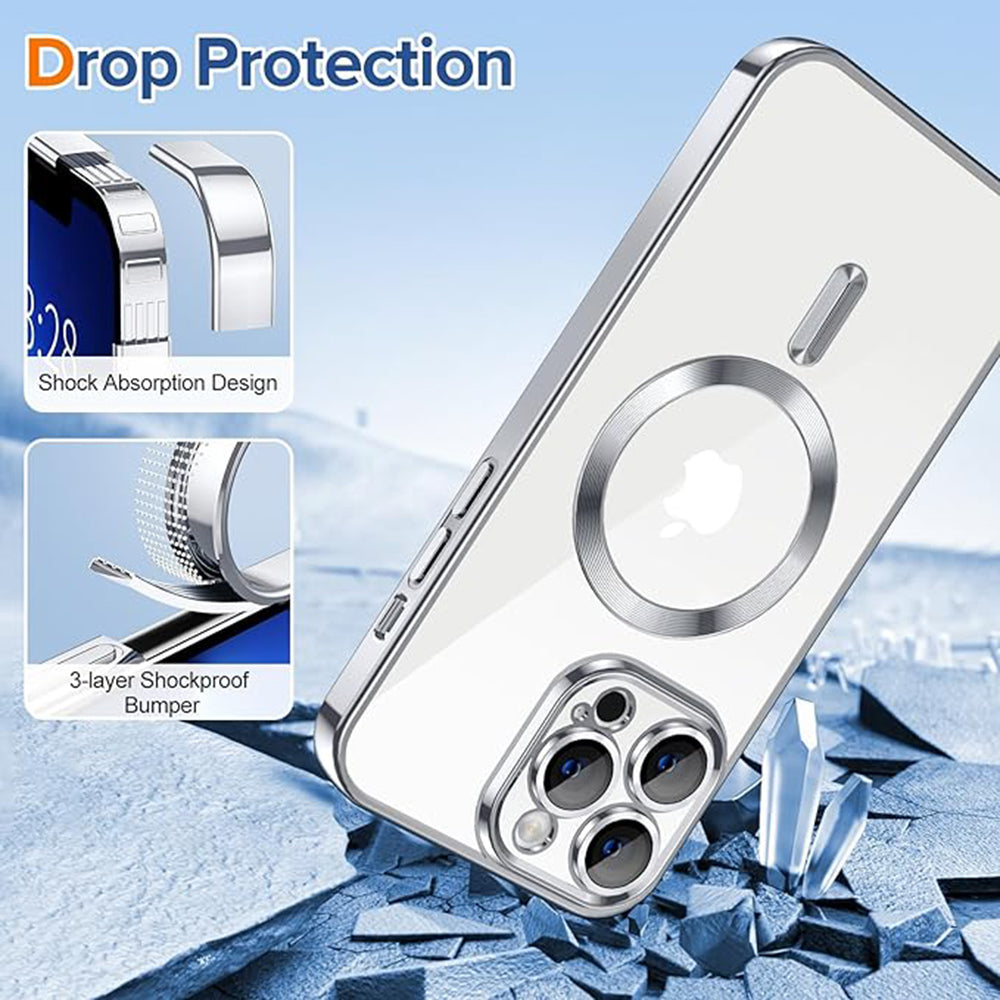 MagSafe futrola za Apple iPhone 13 Pro, Techsuit, Luxury Crystal, Srebrna