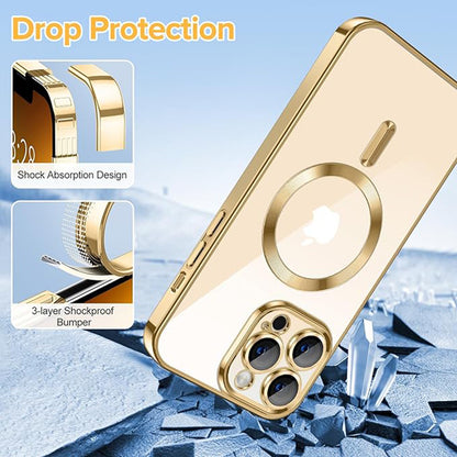 MagSafe futrola za Apple iPhone 13 Pro, Techsuit, Luxury Crystal, Zlatna