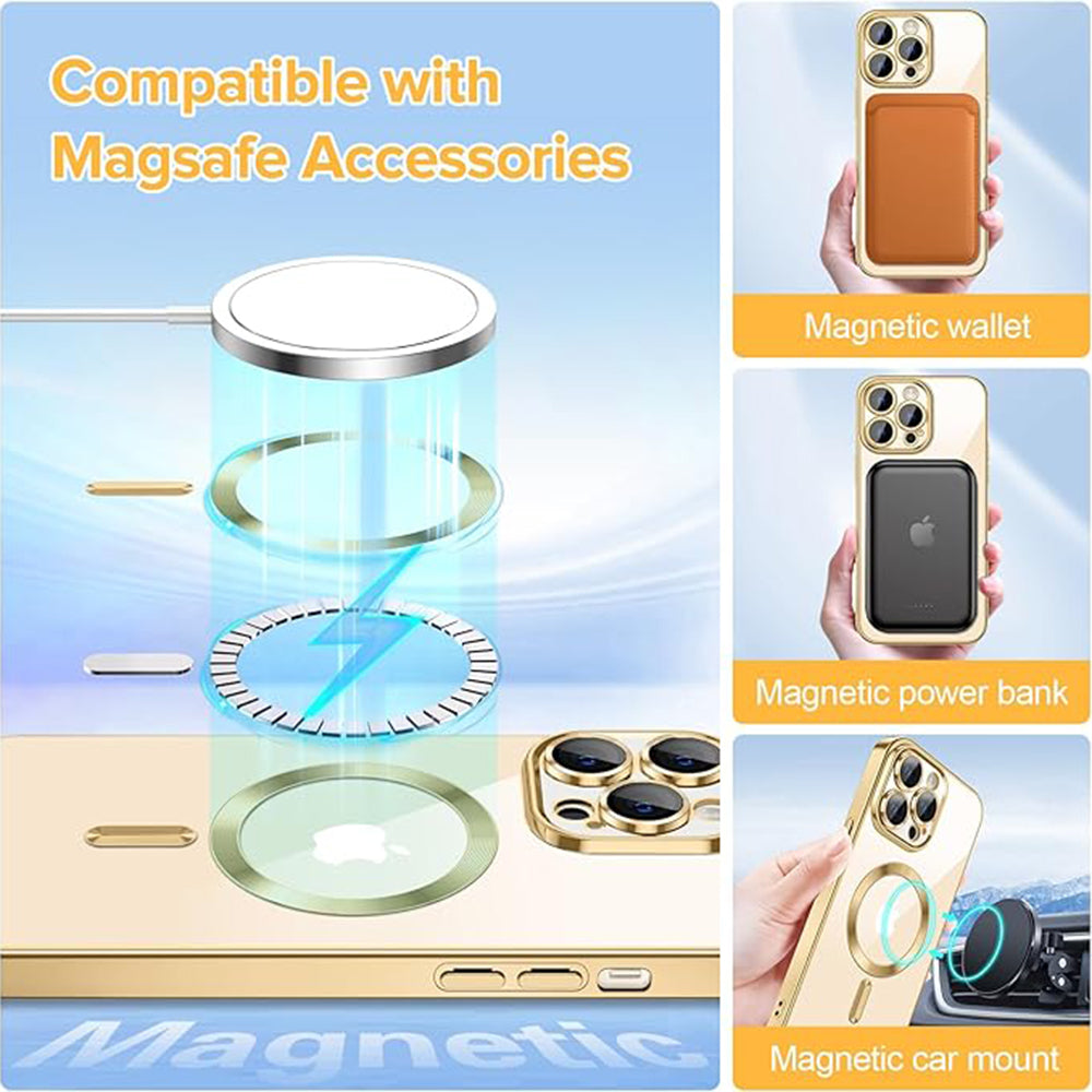 MagSafe futrola za Apple iPhone 13 Pro, Techsuit, Luxury Crystal, Zlatna