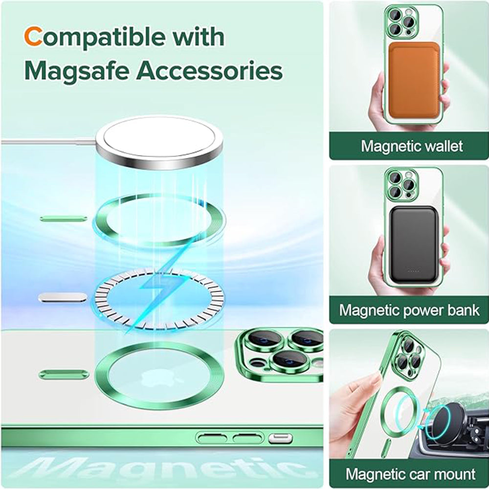 MagSafe futrola za Apple iPhone 13 Pro, Techsuit, Luxury Crystal, Svijetlo Zelena