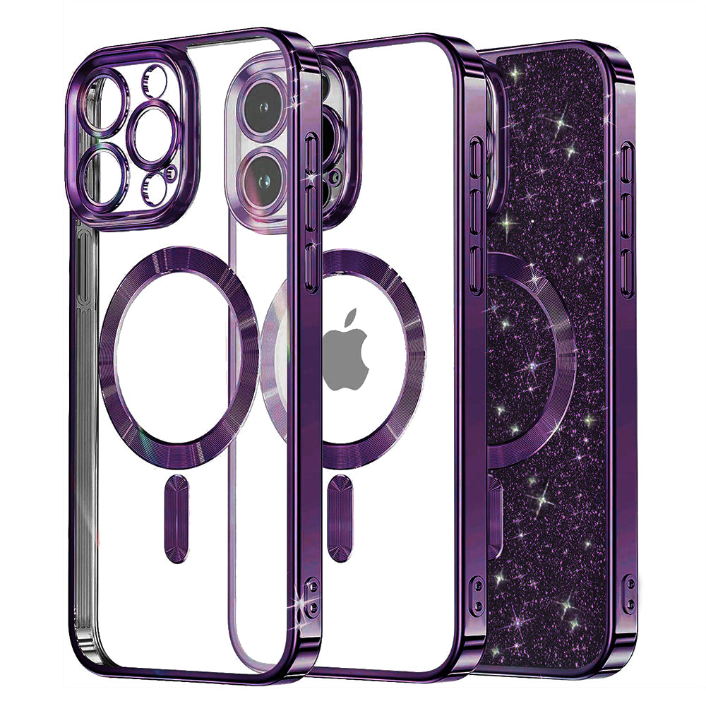 MagSafe maska za Apple iPhone 13 Pro, Techsuit, Luxury Glitter, Tamno Ljubičasta