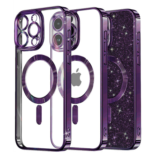 MagSafe maska za Apple iPhone 13 Pro, Techsuit, Luxury Glitter, Tamno Ljubičasta