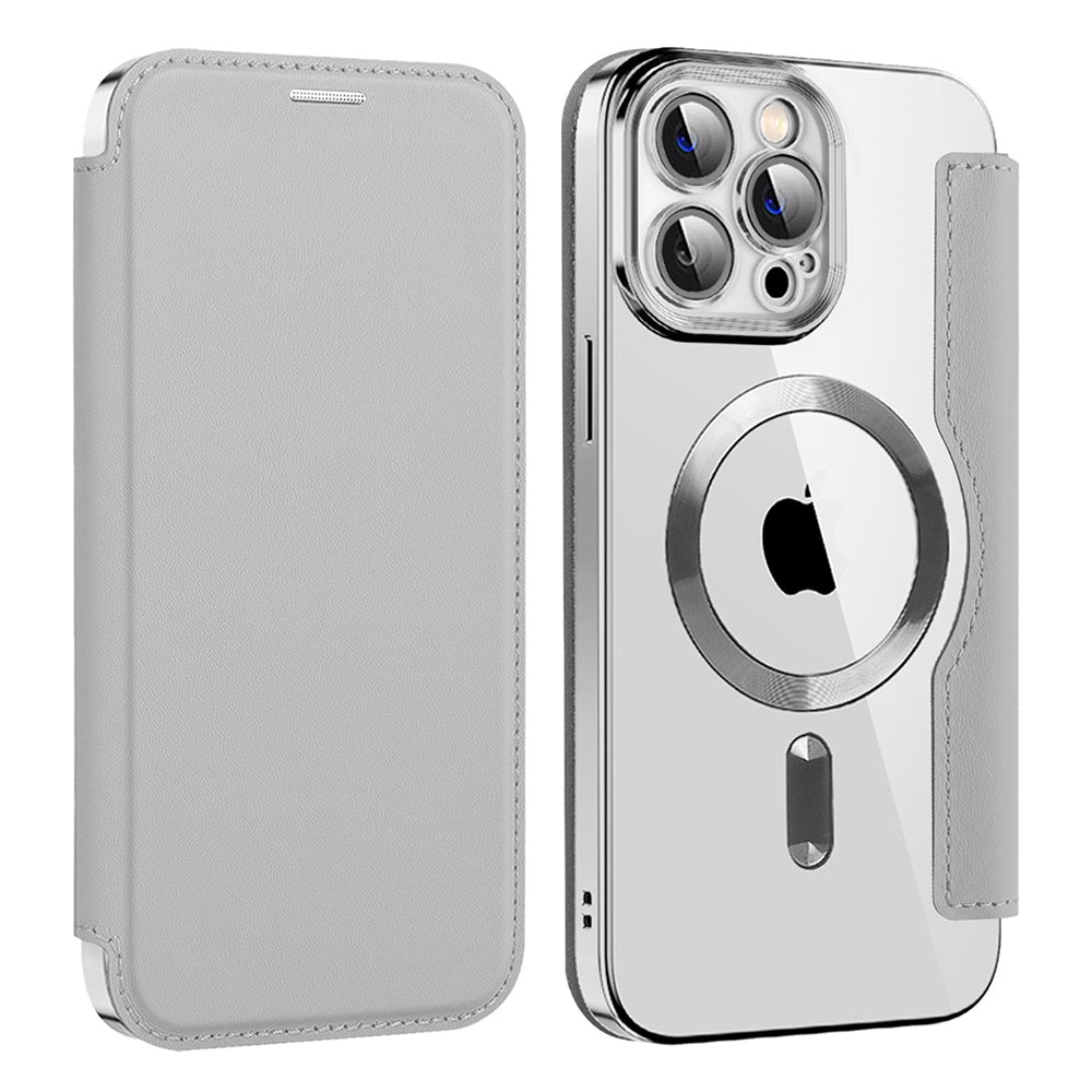 MagSafe futrola za Apple iPhone 13 Pro, Techsuit, SmartMag Book, Siva