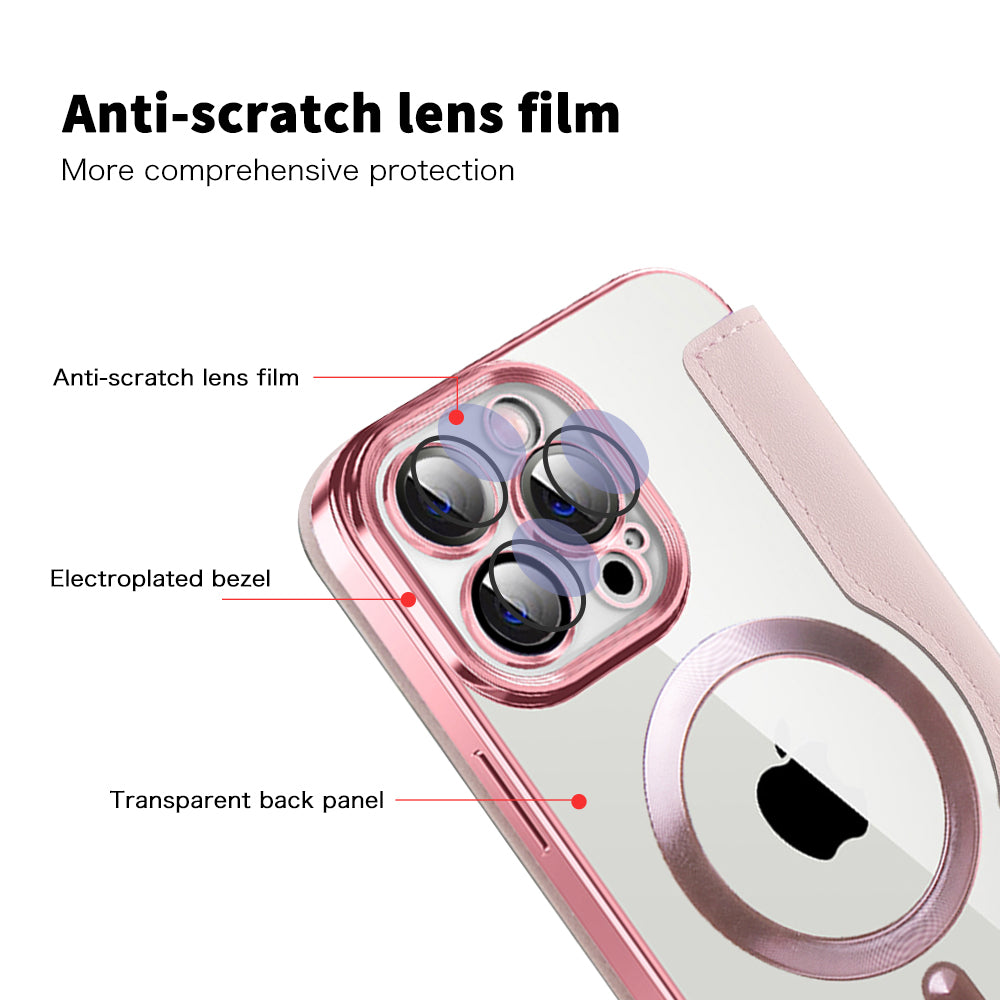 MagSafe futrola za Apple iPhone 13 Pro, Techsuit, SmartMag Book, Ružičasta