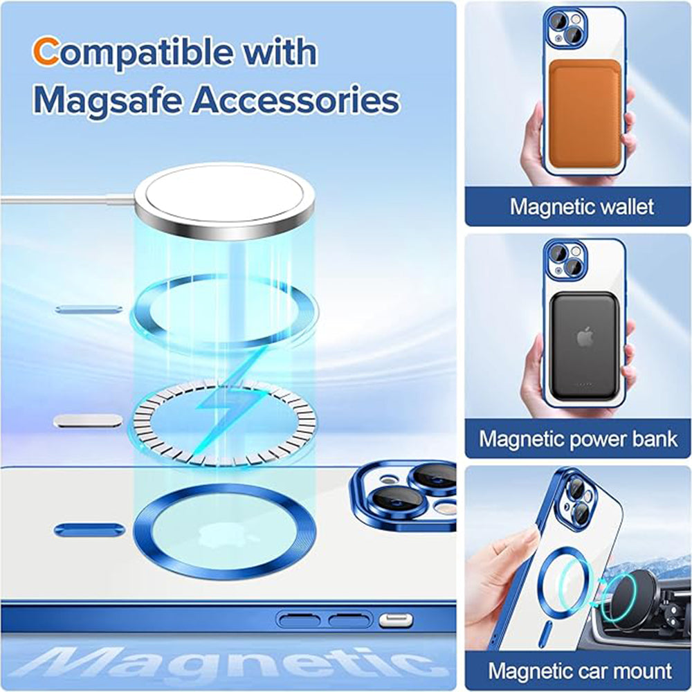 MagSafe futrola za Apple iPhone 13, Techsuit, Luxury Crystal, Tamno Plava