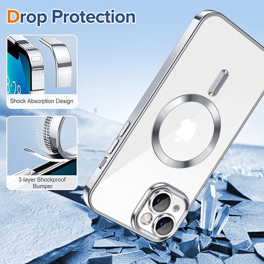 MagSafe futrola za Apple iPhone 13, Techsuit, Luxury Crystal, Srebrna