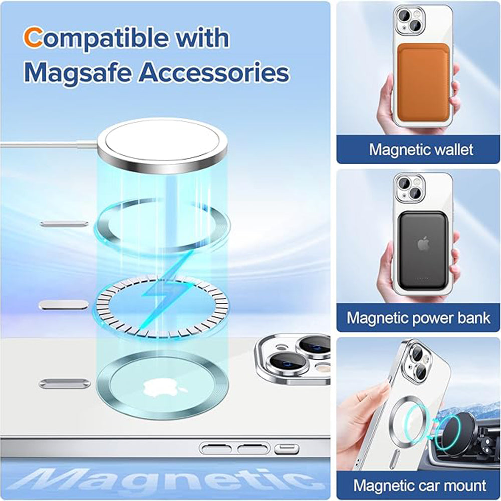 MagSafe futrola za Apple iPhone 13, Techsuit, Luxury Crystal, Srebrna