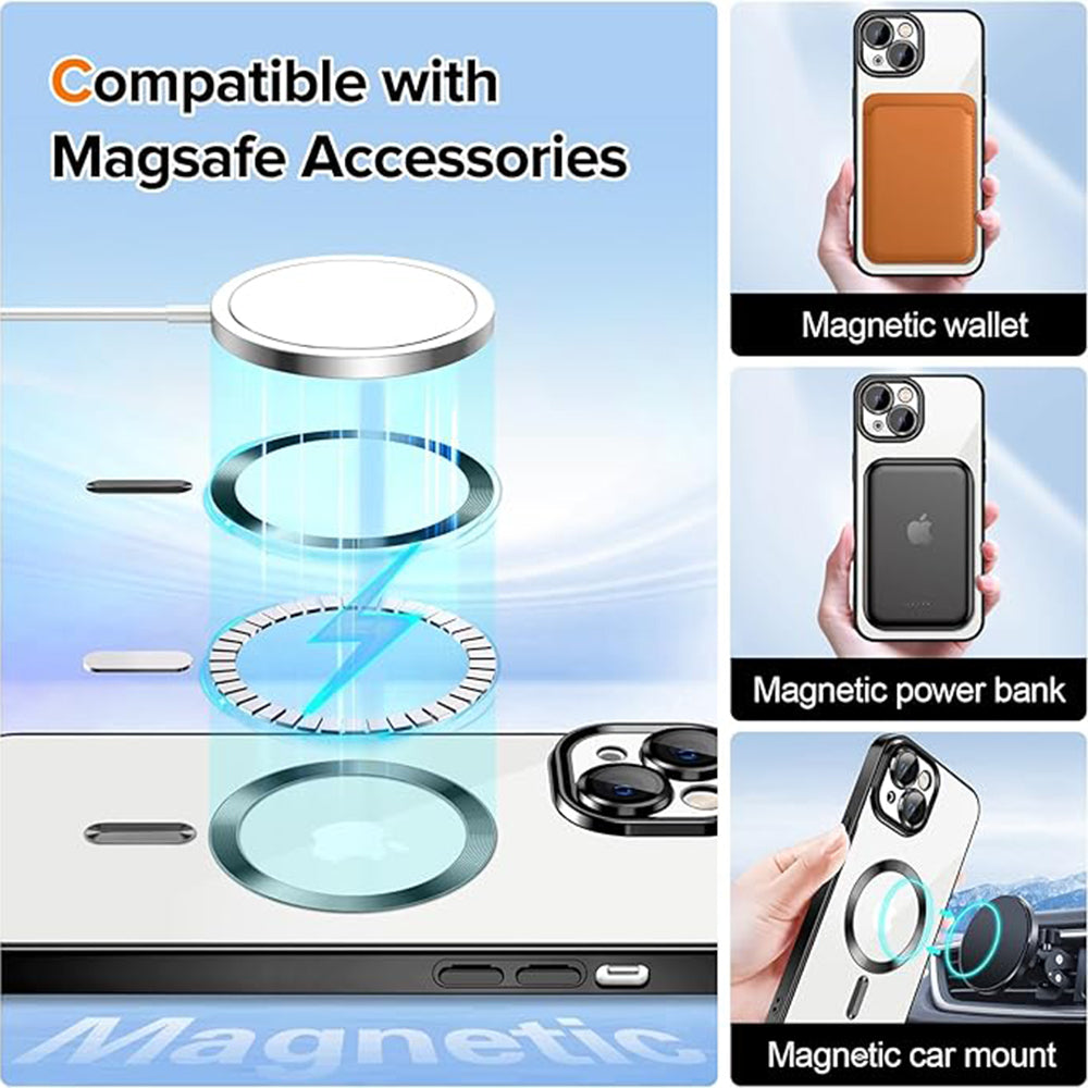 MagSafe futrola za Apple iPhone 13, Techsuit, Luxury Crystal, Crna