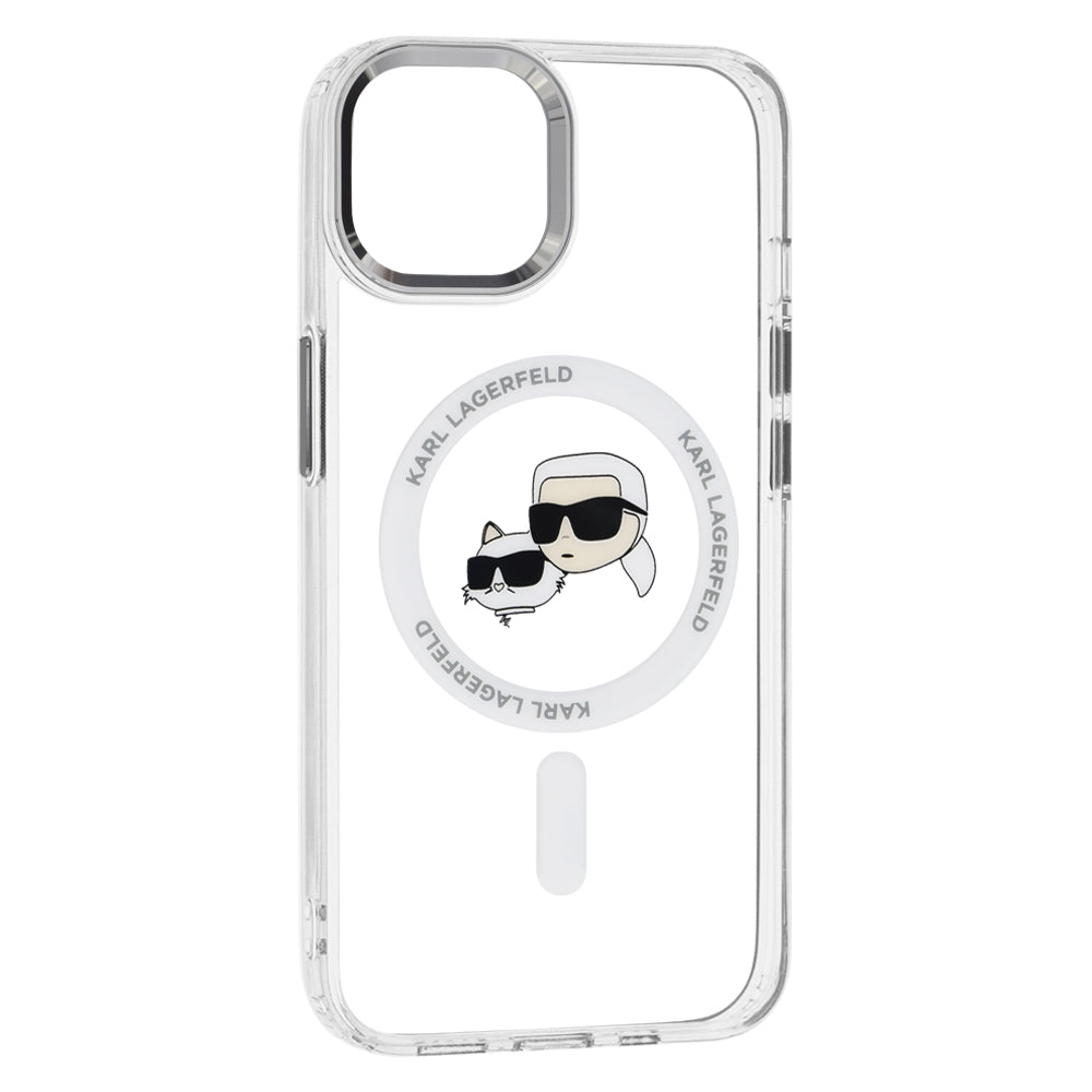 Futrola MagSafe za Apple iPhone 14, Karl Lagerfeld, IML Metal Karl & Choupette's Heads, Bijela