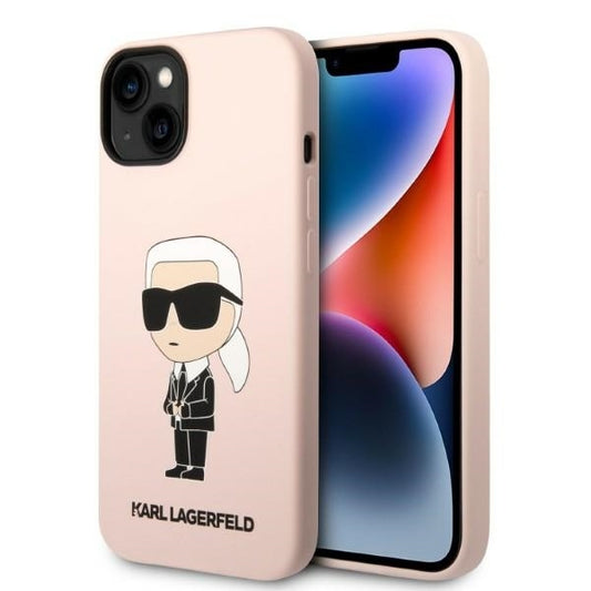 Futrola MagSafe za Apple iPhone 14, Karl Lagerfeld, Silikonska Ikonik Karl, Roza