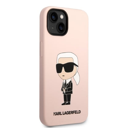 Futrola MagSafe za Apple iPhone 14, Karl Lagerfeld, Silikonska Ikonik Karl, Roza
