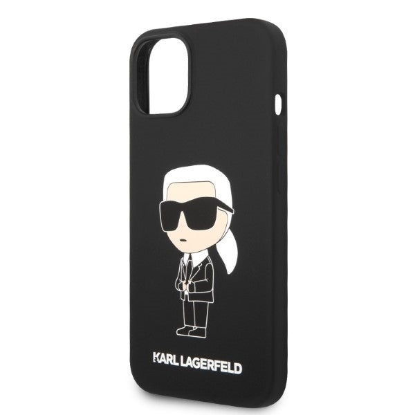 Futrola MagSafe za Apple iPhone 14 Plus, Karl Lagerfeld, Silikonska Ikonik Karl, Crna