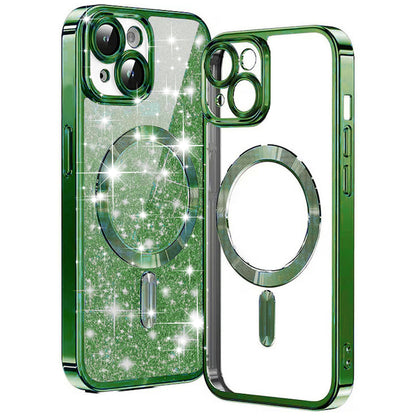 MagSafe maska za Apple iPhone 14 Plus, Techsuit, Luxury Glitter, Tamno Zelena
