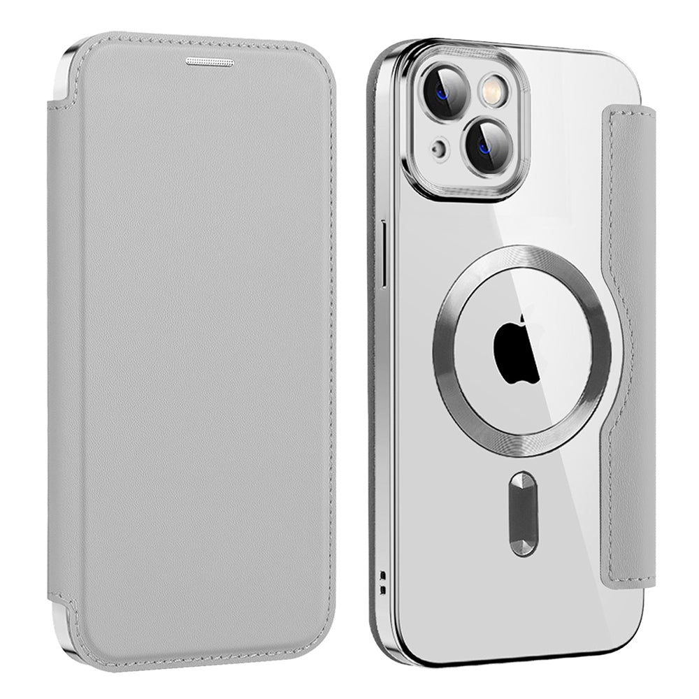MagSafe futrola za Apple iPhone 14 Plus, Techsuit, SmartMag Book, Siva