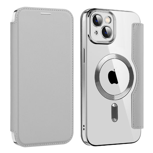 MagSafe futrola za Apple iPhone 14 Plus, Techsuit, SmartMag Book, Siva