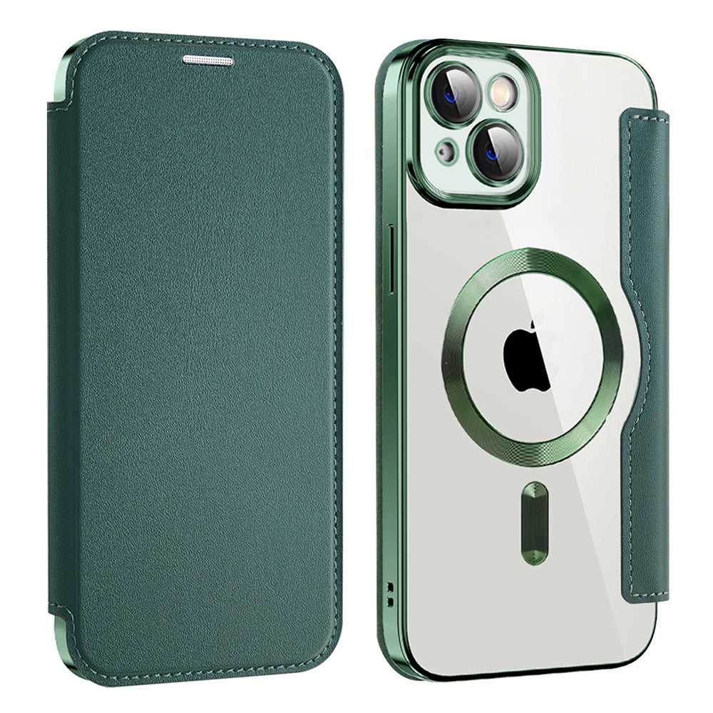 MagSafe futrola za Apple iPhone 14 Plus, Techsuit, SmartMag Book, Zelena