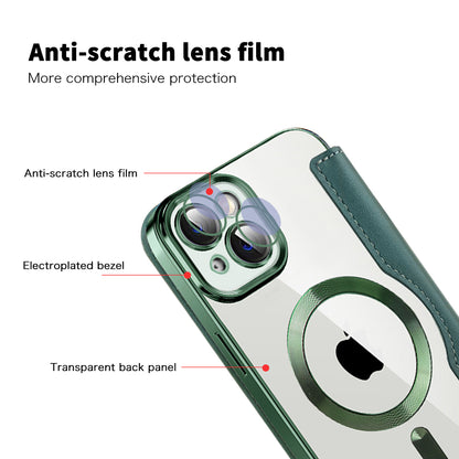 MagSafe futrola za Apple iPhone 14 Plus, Techsuit, SmartMag Book, Zelena