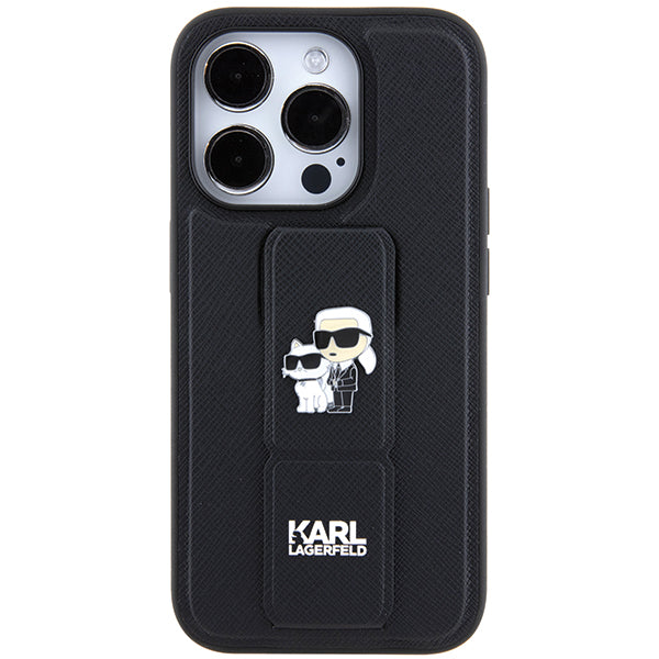 MagSafe futrola za Apple iPhone 14 Pro, Karl Lagerfeld, Saffiano Gripstand Karl & Choupette, Crna