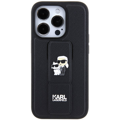 MagSafe futrola za Apple iPhone 14 Pro, Karl Lagerfeld, Saffiano Gripstand Karl & Choupette, Crna
