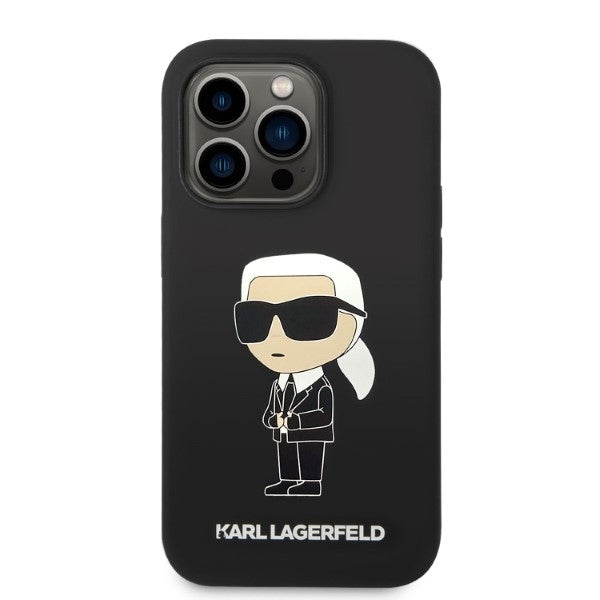 Futrola MagSafe za Apple iPhone 14 Pro, Karl Lagerfeld, Silikonska Ikonik Karl, Crna
