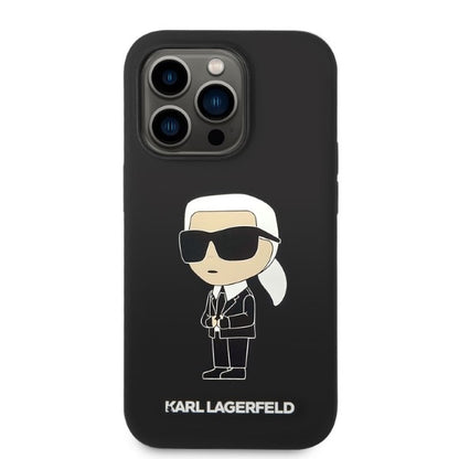 Futrola MagSafe za Apple iPhone 14 Pro, Karl Lagerfeld, Silikonska Ikonik Karl, Crna